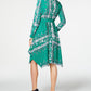 Vestido-camisa feminino com bainha de lenço estampado Charter Club, verde, tamanho pequeno, médio