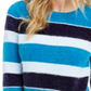 Suéter feminino listrado de chenille metálico Maison Jules, azul, tamanho extragrande