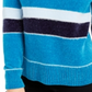 Suéter feminino listrado de chenille metálico Maison Jules, azul, tamanho extragrande