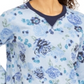 Moletom feminino Karen Scott com estampa de gola redonda, azul, tamanho pequeno médio