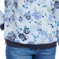 Moletom feminino Karen Scott com estampa de gola redonda, azul, tamanho pequeno médio