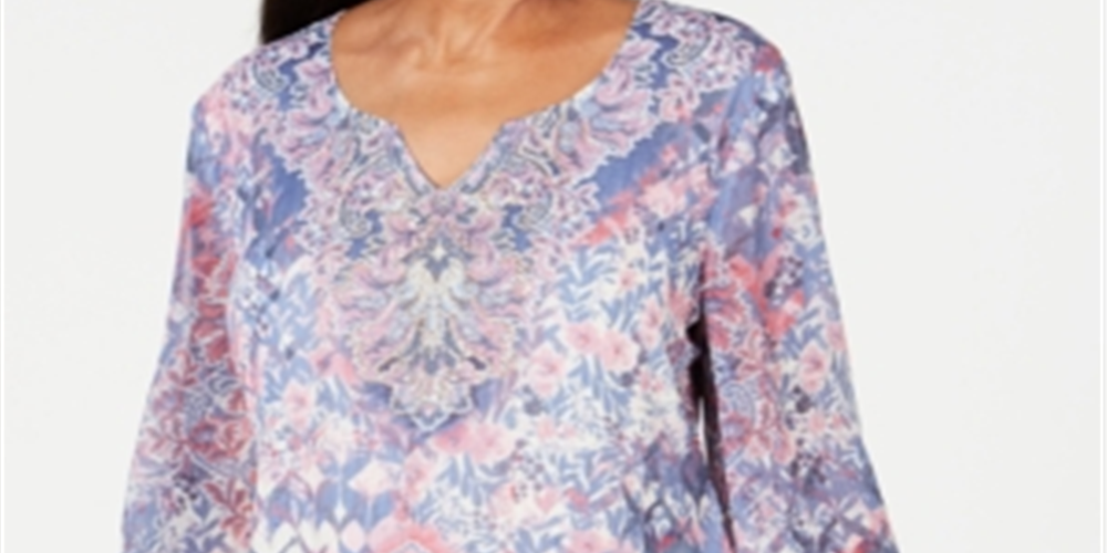 Top feminino com manga de anjo e detalhes embelezados, rosa, tamanho G, da coleção JM