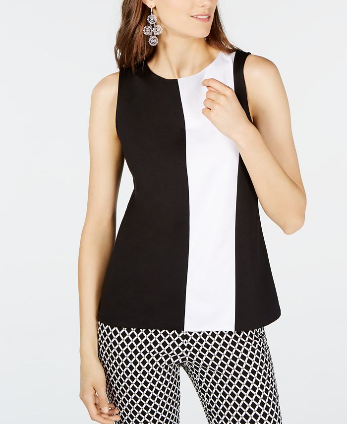 Blusa feminina colorblock da INC International Concepts, preta, tamanho XX-G