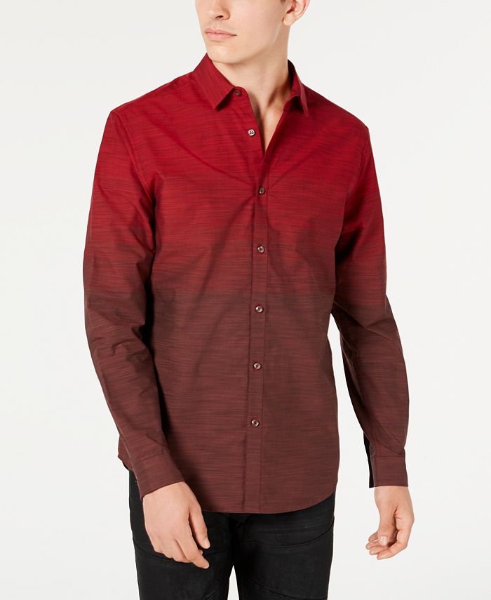 Camisa masculina mesclada com degradê INC International Concepts, vermelha, tamanho médio