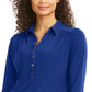 Camisa polo feminina de malha Charter Club, azul, tamanho XX-G