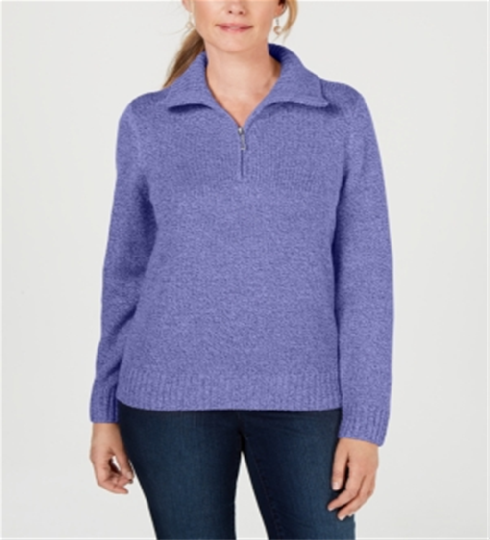 Karen Scott Suéter Feminino Gola Asa Zíper Pescoço Roxo Tamanho XXG