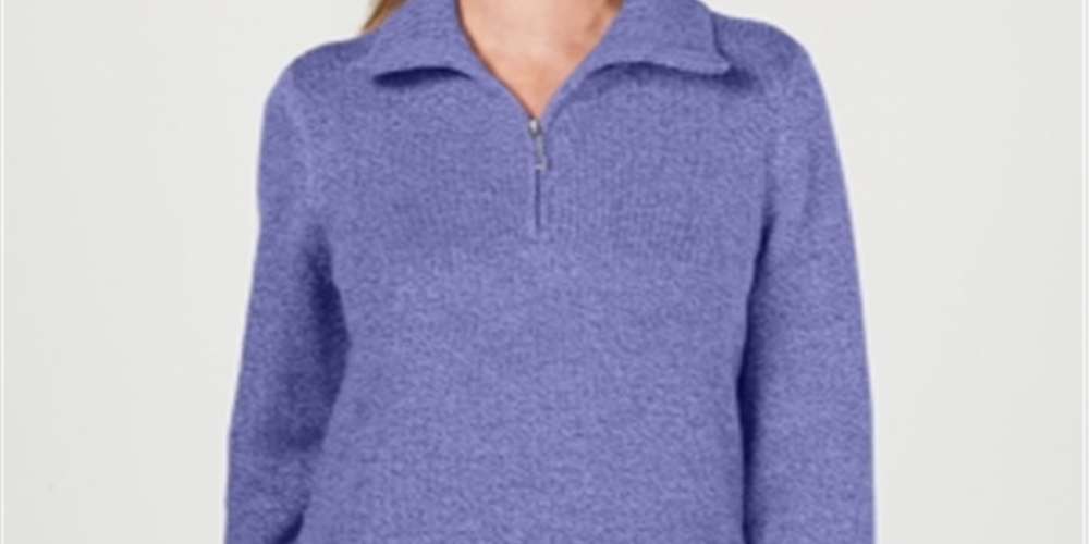 Karen Scott Suéter Feminino Gola Asa Zíper Pescoço Roxo Tamanho XXG