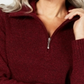 Karen Scott Suéter Feminino Gola Asa com Zíper e Manga Longa Vermelho Tamanho XS