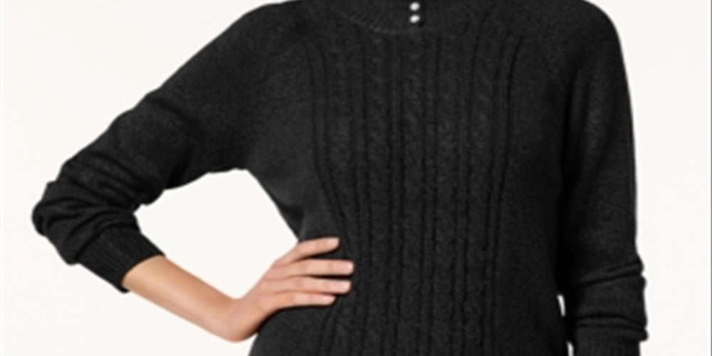 Karen Scott Suéter Feminino Gola Falsa com Acabamento em Botões Preto Tamanho XXG