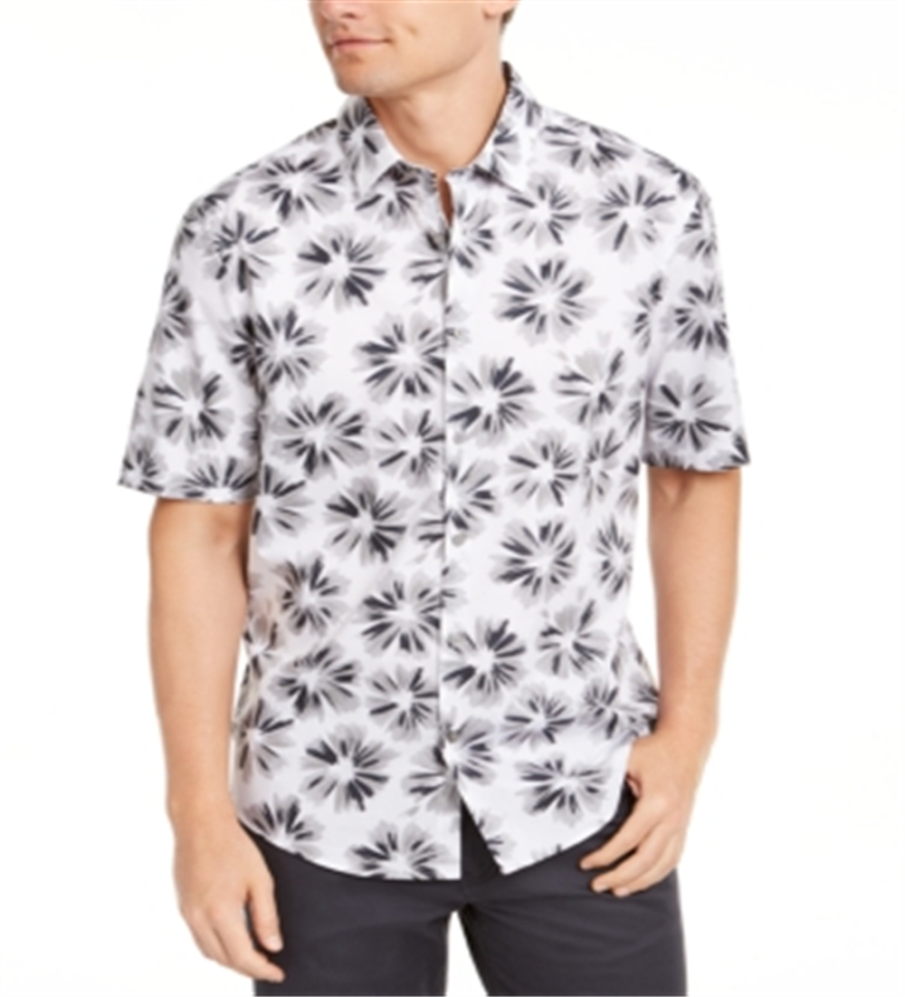 Camisa estampada masculina Alfani branca tamanho médio