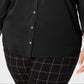 Camisa feminina Charter Club com botões frontais, preta, tamanho 3X