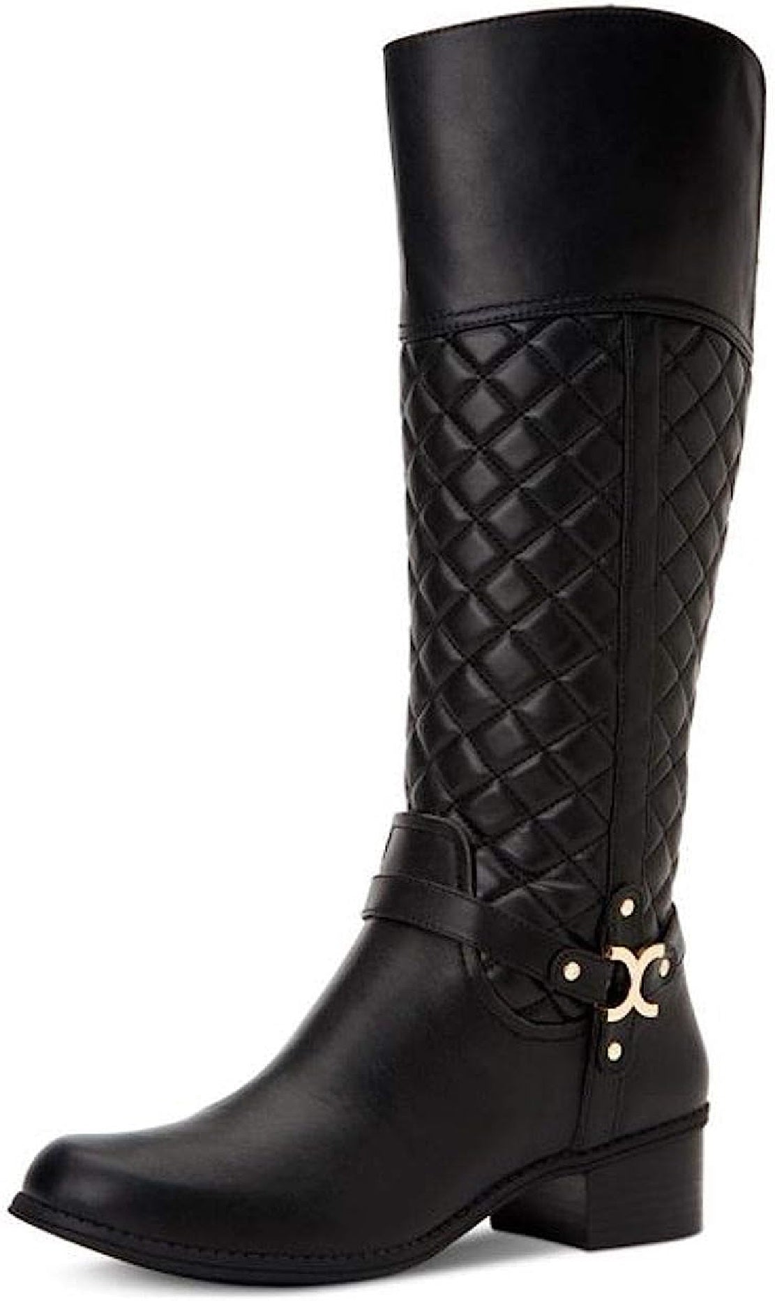 Botas de montaria femininas Charter Club com bico fechado e cano médio, pretas, tamanho 5M