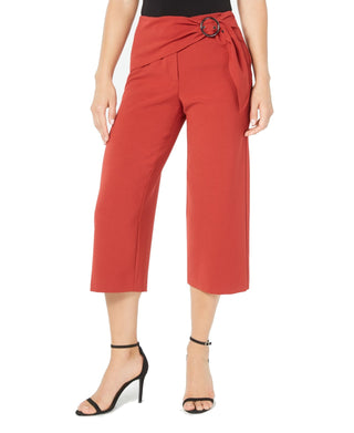 Calça feminina Alfani Deep Dress Culotte com amarração na cintura elástica, vermelha, tamanho 4