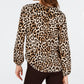 Blusa feminina com estampa de leopardo INC International Concepts, amarela, tamanho pequeno