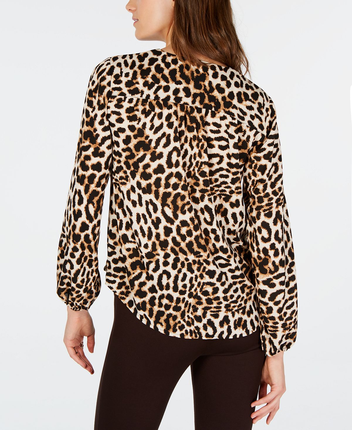 Blusa feminina com estampa de leopardo INC International Concepts, amarela, tamanho pequeno