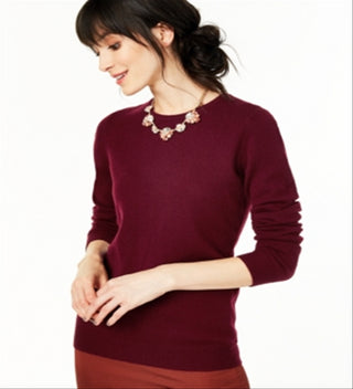 Charter Club Women's Crew Neck Cashmere Sweater Red Size Petite L