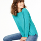 Suéter feminino Charter Club Pure Cashmere manga comprida, azul, tamanho extragrande