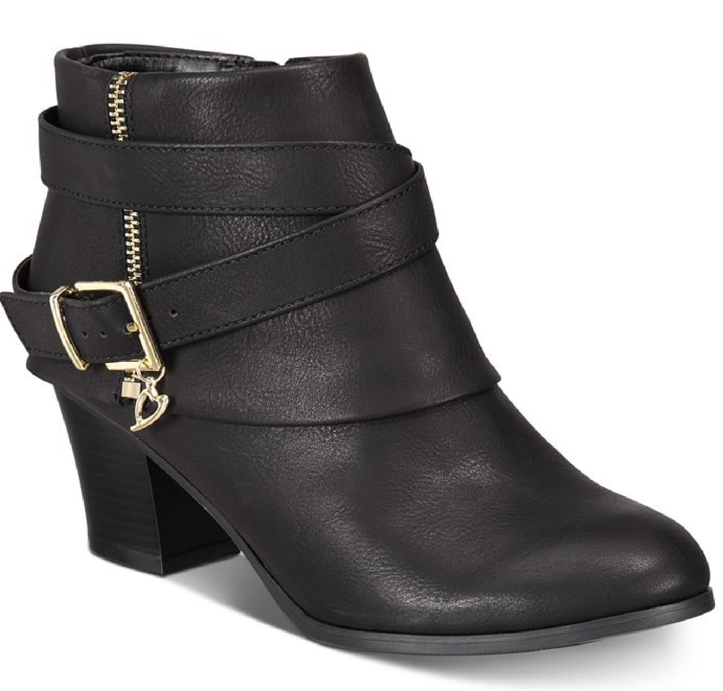 Botas femininas de couro sintético Thalia Sodi Tully com tiras no tornozelo, pretas, tamanho 8 M