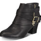 Botas femininas de couro sintético Thalia Sodi Tully com tiras no tornozelo, pretas, tamanho 8 M