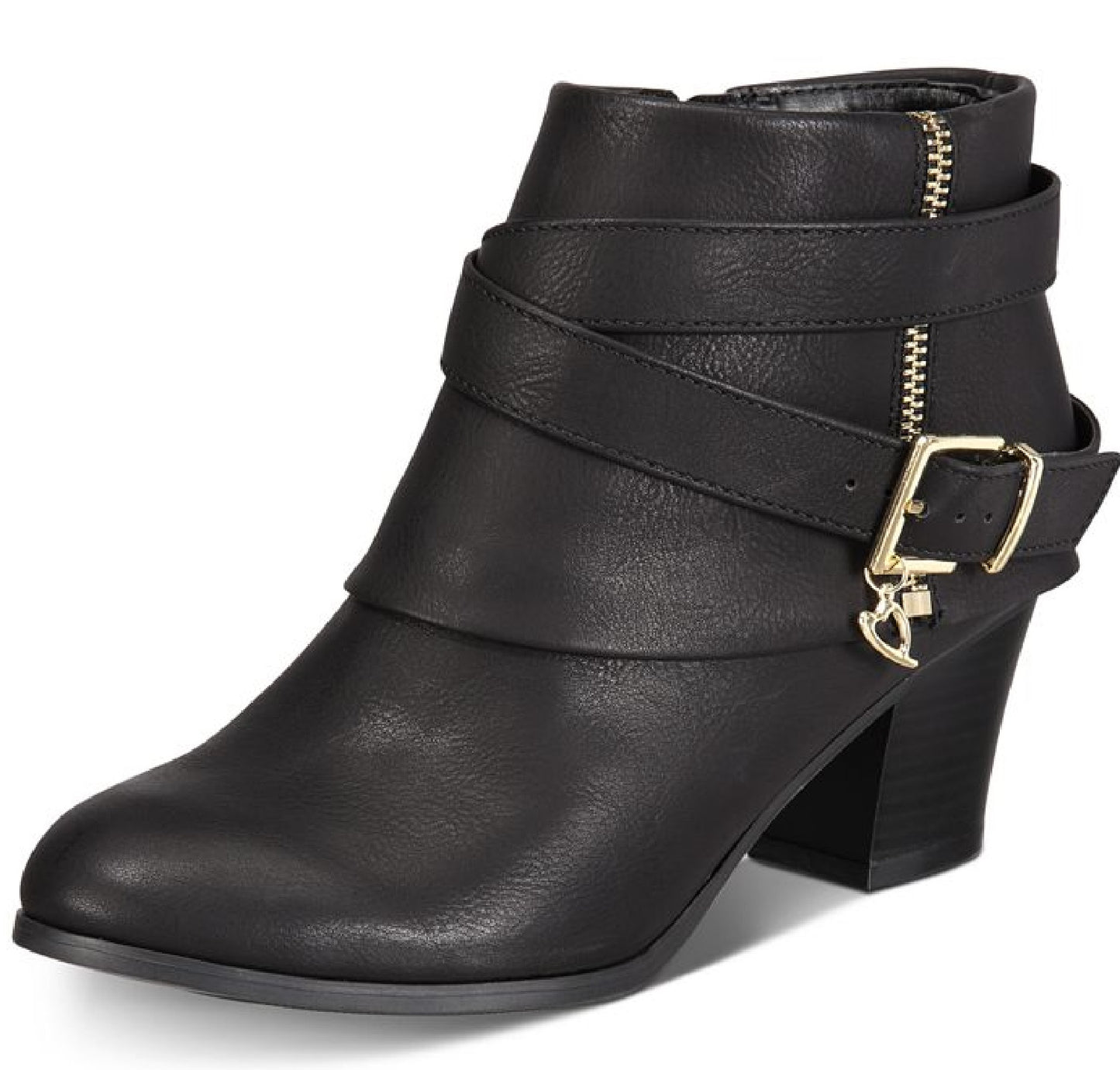 Botas femininas de couro sintético Thalia Sodi Tully com tiras no tornozelo, pretas, tamanho 8 M