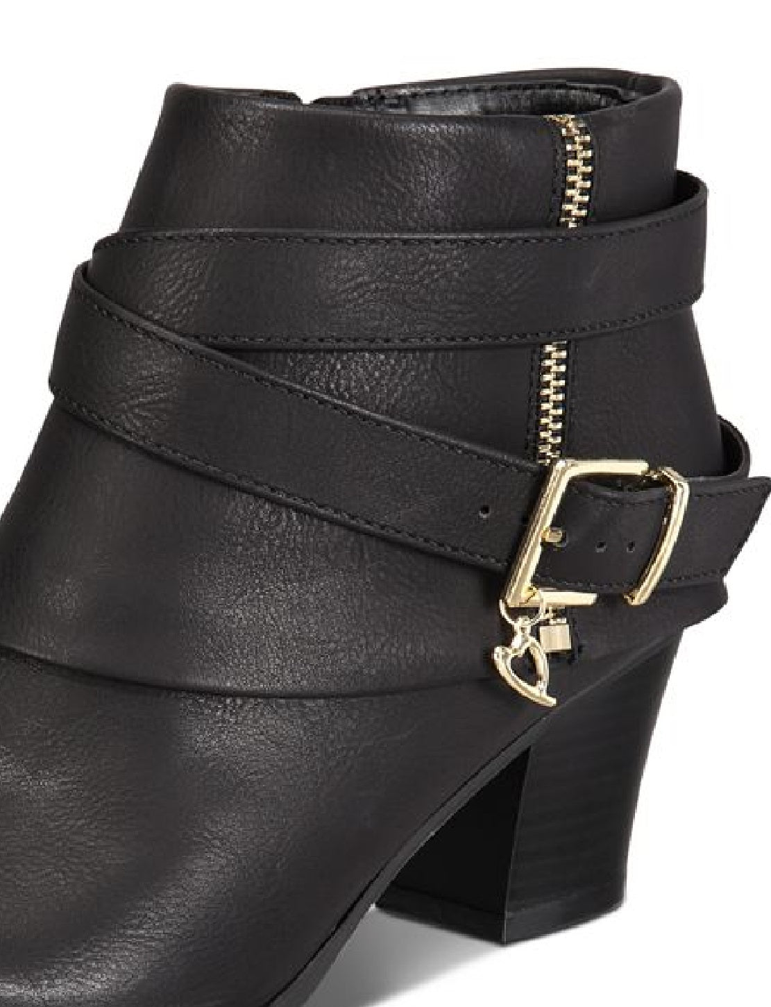 Botas femininas de couro sintético Thalia Sodi Tully com tiras no tornozelo, pretas, tamanho 8 M