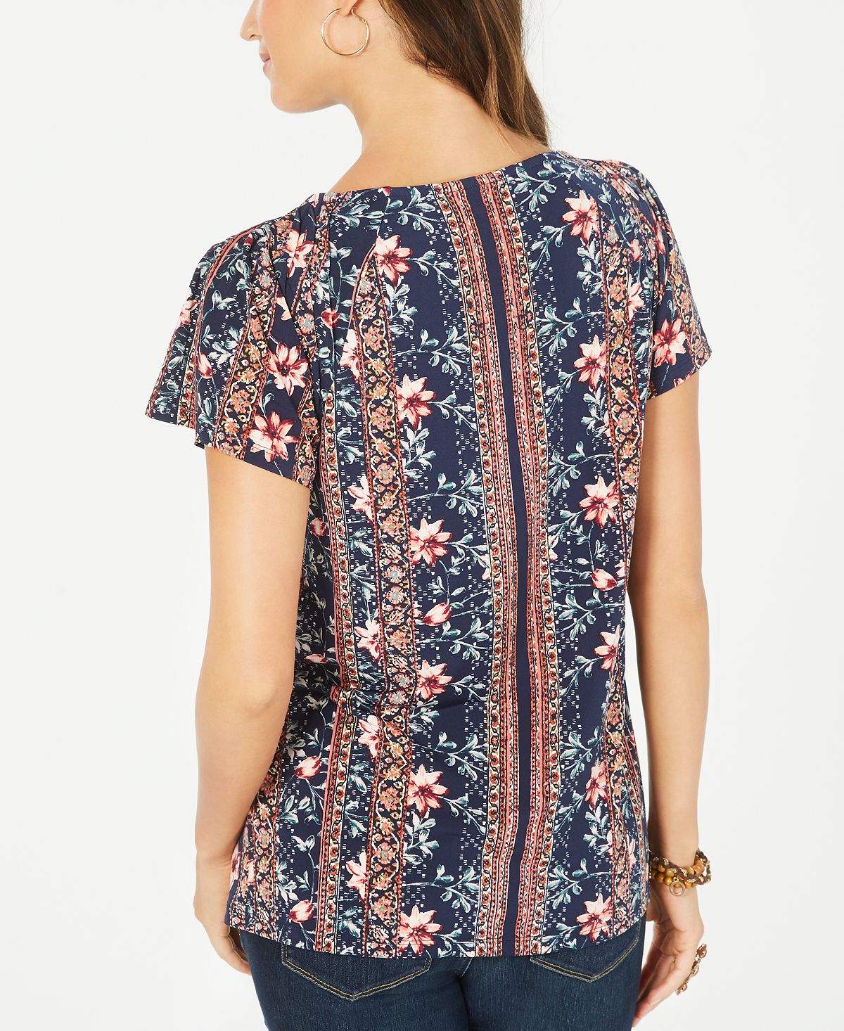 Blusa feminina com estampa floral estilo &amp; co, preta, tamanho pequeno