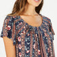 Blusa feminina com estampa floral estilo &amp; co, preta, tamanho pequeno