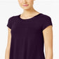 Camiseta feminina Alfani com acabamento em cetim, comprimento alto e baixo, roxa, tamanho XX-G