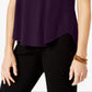Camiseta feminina Alfani com acabamento em cetim, comprimento alto e baixo, roxa, tamanho XX-G