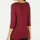 Camiseta feminina Alfani com debrum e manga 3/4, vinho, tamanho XX-G