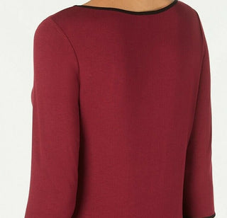 Camiseta feminina Alfani com debrum e manga 3/4, vinho, tamanho XX-G