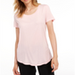Camiseta feminina Maison Jules com decote redondo, rosa, tamanho grande