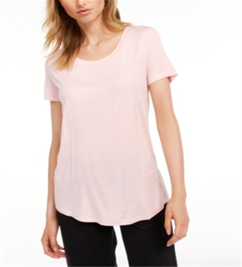 Camiseta feminina Maison Jules com decote redondo, rosa, tamanho grande