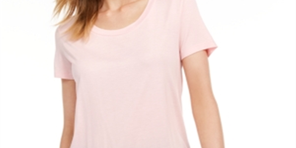 Camiseta feminina Maison Jules com decote redondo, rosa, tamanho grande