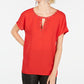 Blusa de malha com tachas e botões da INC International Concepts, vermelha, tamanho grande