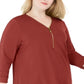 JM Collection Blusa feminina lisa com zíper vermelha tamanho 3X
