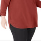 JM Collection Blusa feminina lisa com zíper vermelha tamanho 3X