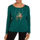 Camisa de Natal feminina Karen Scott com rena e strass, verde, tamanho X-S