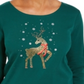 Camisa de Natal feminina Karen Scott com rena e strass, verde, tamanho X-S