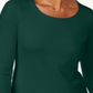 Karen Scott Blusa de algodão feminina com decote redondo, verde, tamanho extragrande
