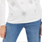 Blusa feminina Karen Scott com floco de neve e detalhes em branco, tamanho grande
