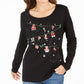 Karen Scott Top de algodão com detalhes femininos, preto, tamanho X-S