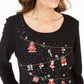 Karen Scott Top de algodão com detalhes femininos, preto, tamanho X-S