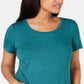 JM Collection Top feminino com decote redondo, verde, tamanho X-S