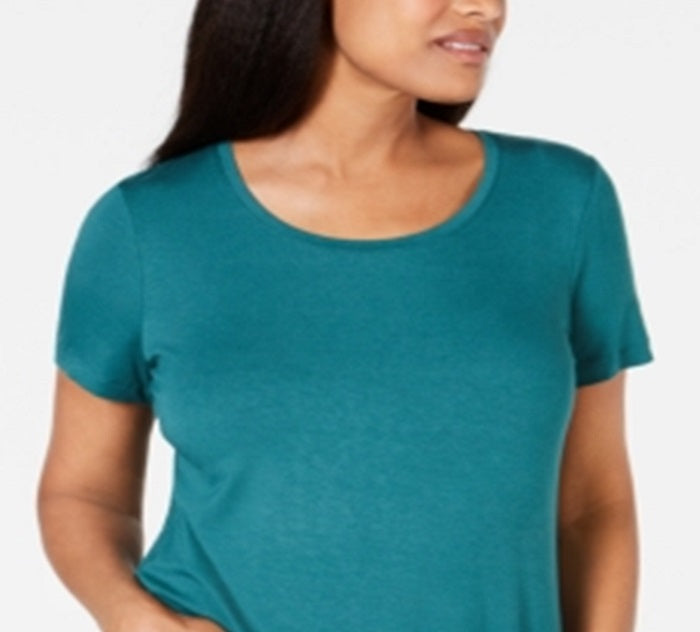JM Collection Top feminino com decote redondo, verde, tamanho X-S