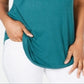 JM Collection Top feminino com decote redondo, verde, tamanho X-S
