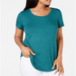 JM Collection Top feminino com decote redondo, verde, tamanho X-S