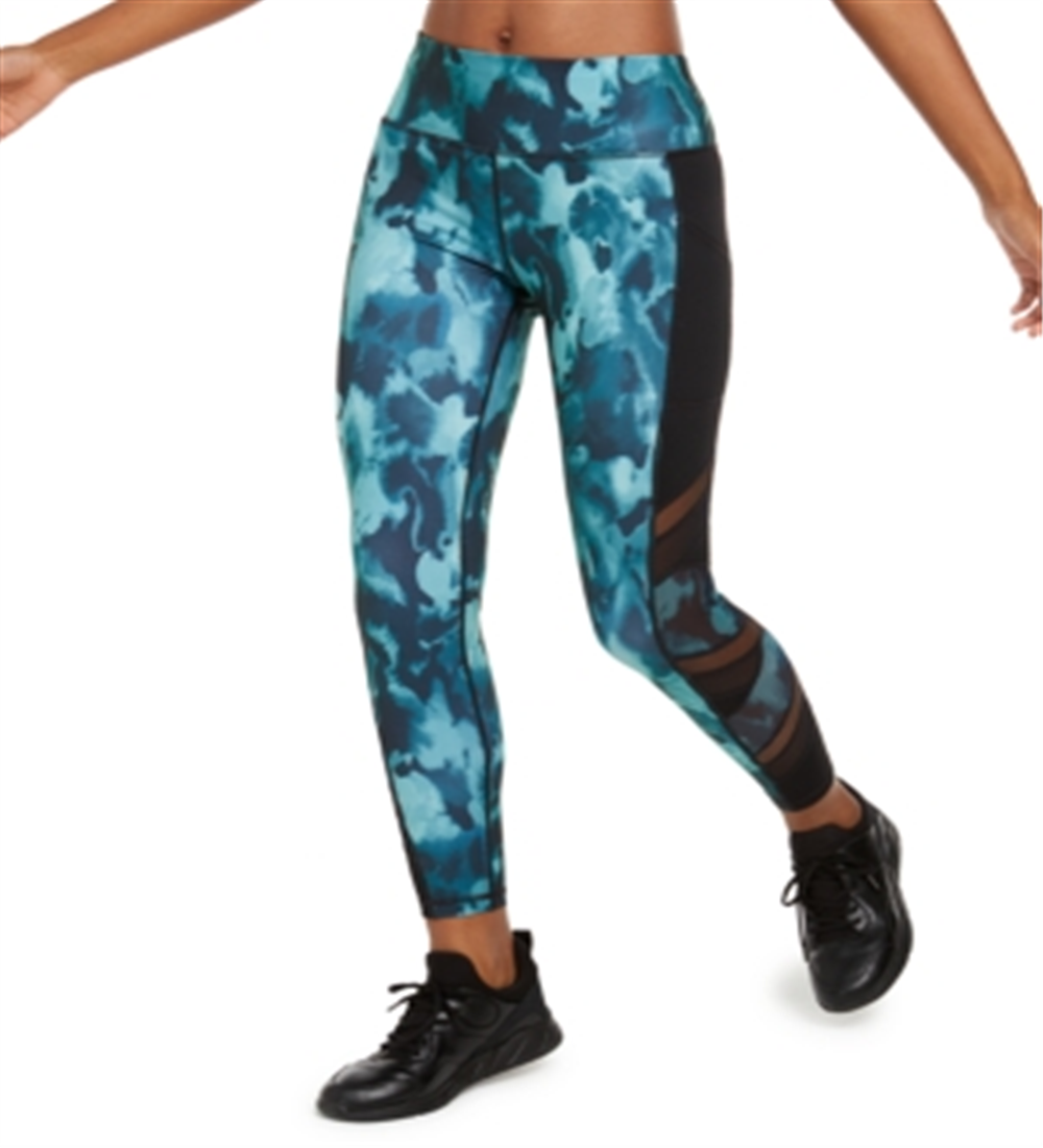 Leggings Ideologia Abstract Camo Mesh-Trim Azul Tamanho Pequeno