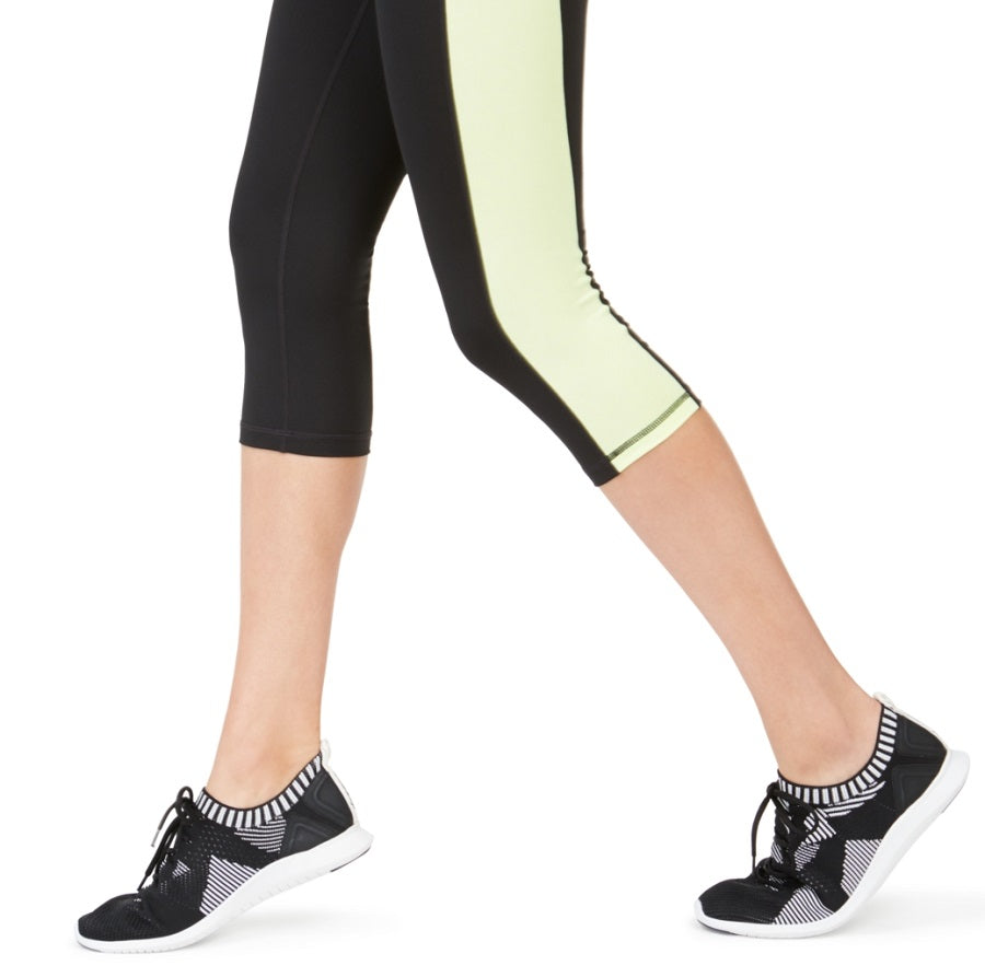Leggings cropped femininas Ideology Colorblocked tamanho grande, amarelas