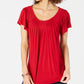 Top feminino com mangas bufantes e pregas Style &amp; Co, vermelho, tamanho pequeno